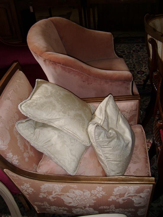 Two Edwardian easy chairs